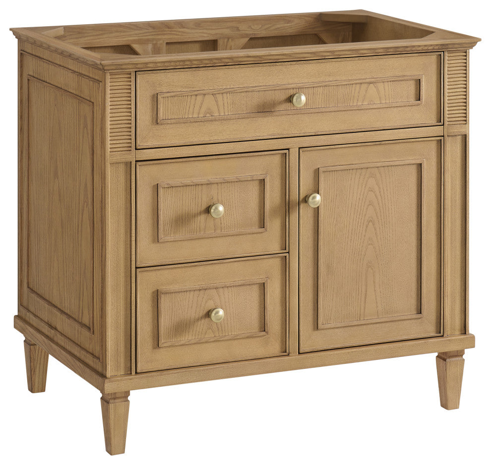Lorelai 36" Single Vanity, Light Natural Oak, 3 CM White Zeus Top