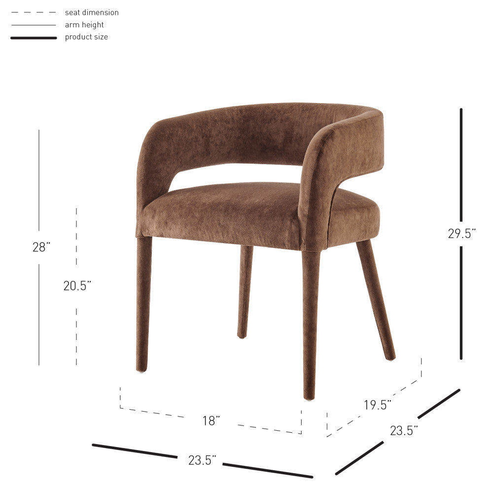 Lauryn Velvet Dining Side Chair, Dainty Brown