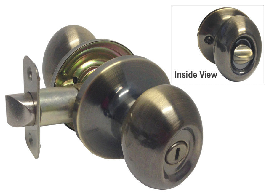 Oval Door Knob, Antique Brass, Privacy