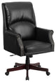High Back Pillow Back Black LeatherSoft Executive Swivel Office Chair with Arms