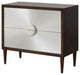 Benzara BM251150 Accent Table With Sunburst Design 2 Drawer Front, Brown/White