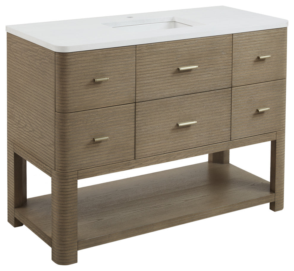 Lucian Bath Vanity, Pebble Oak, 48, White Zeus