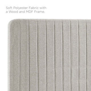Milenna Channel Tufted Upholstered Fabric Twin Headboard Oatmeal