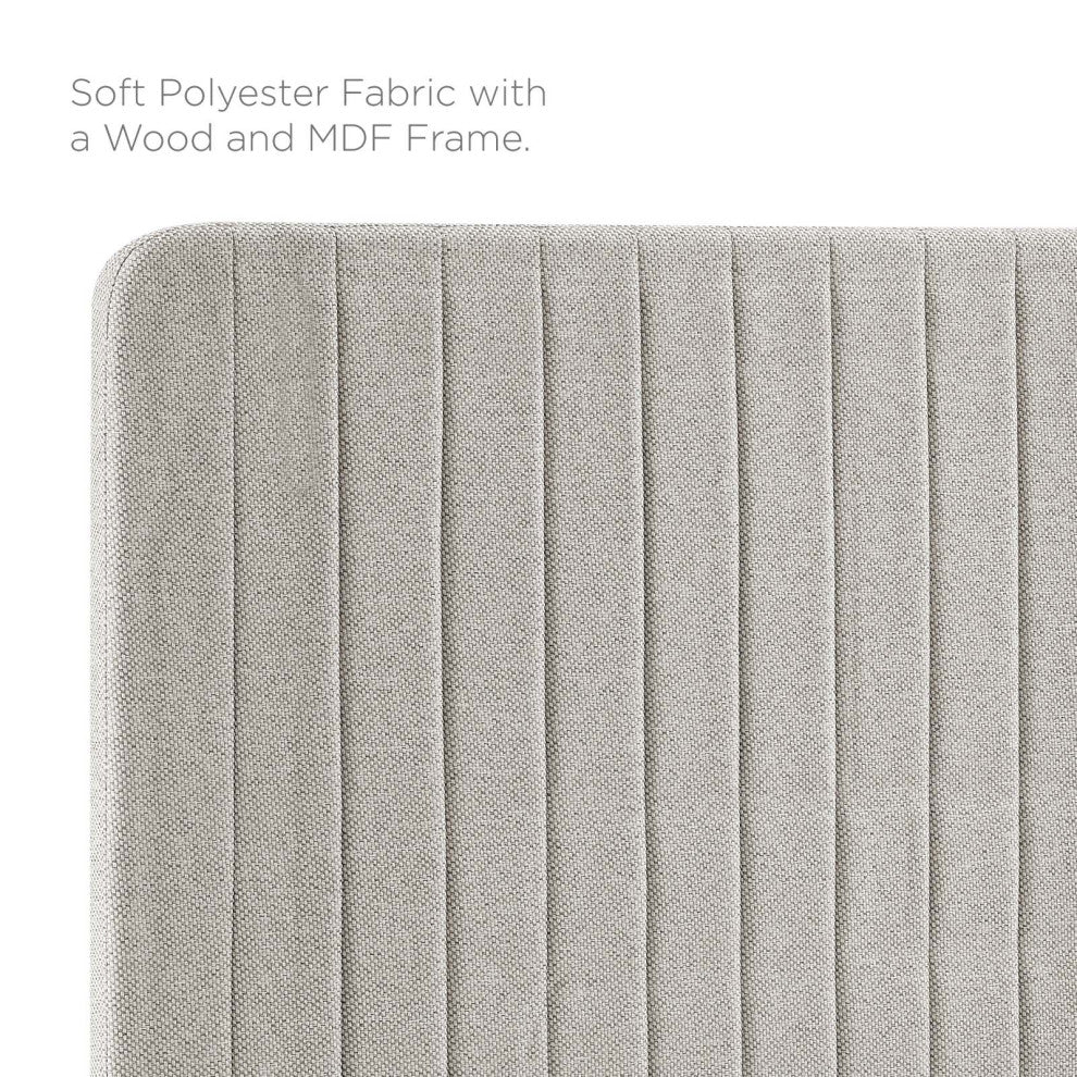 Milenna Channel Tufted Upholstered Fabric Twin Headboard Oatmeal