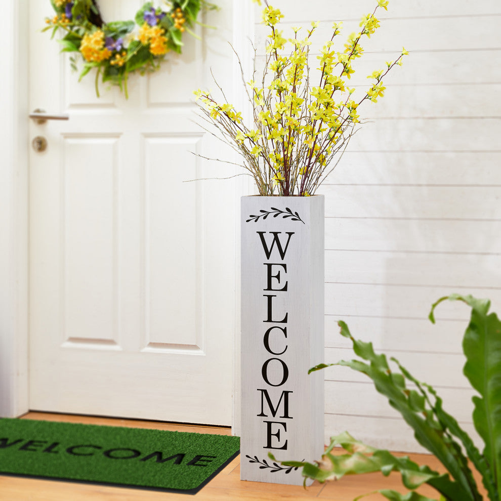 30"H Double Sided Solid White Boxed "Welcome Porch" Porch Sign