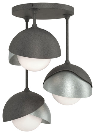 Brooklyn 3-Light  Semi-Flush, Natural Iron, Vintage Platinum, Opal Glass