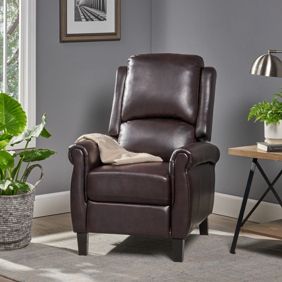GDF Studio Memphis PU Leather Recliner, Burgundy