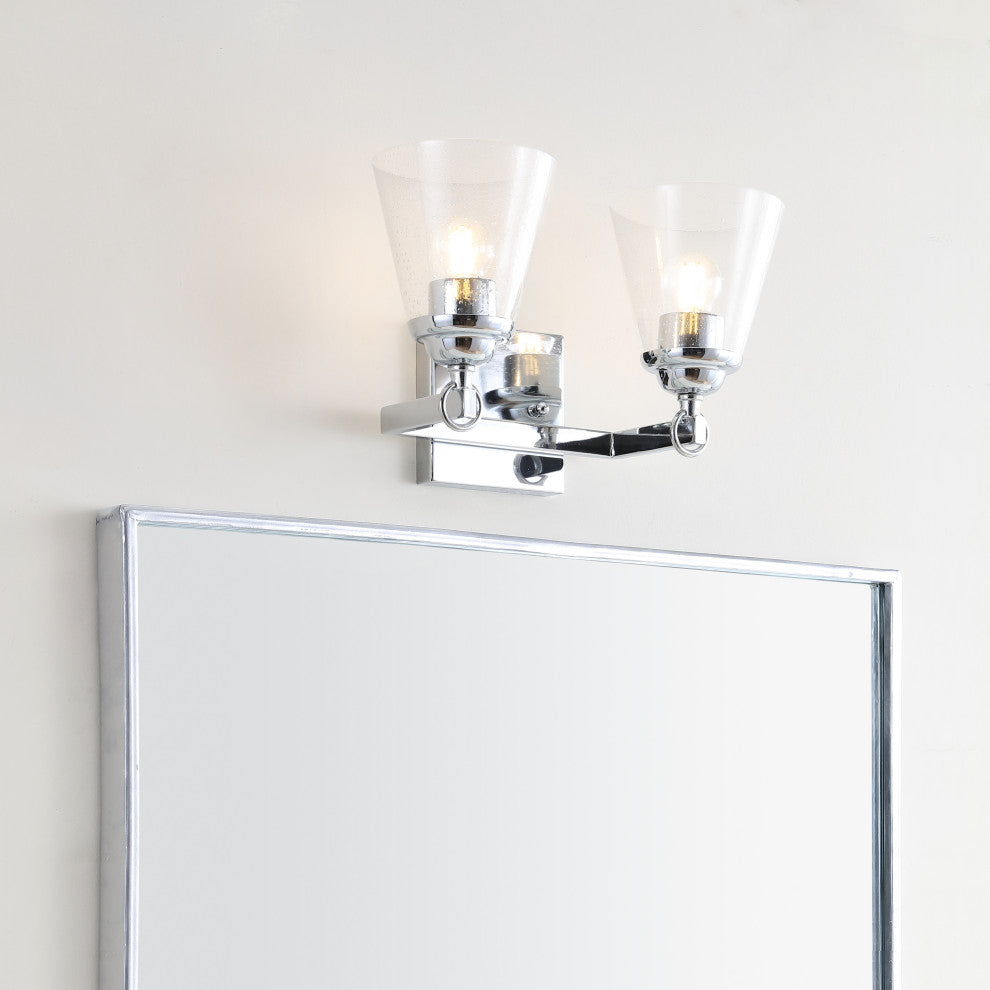 Marion Hurricane Metal, Glass Vanity Light, Chrome, 2-Light
