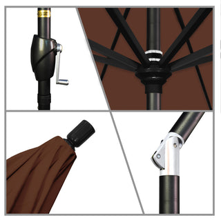 9' Aluminum Umbrella Push Tilt, Bay Brown