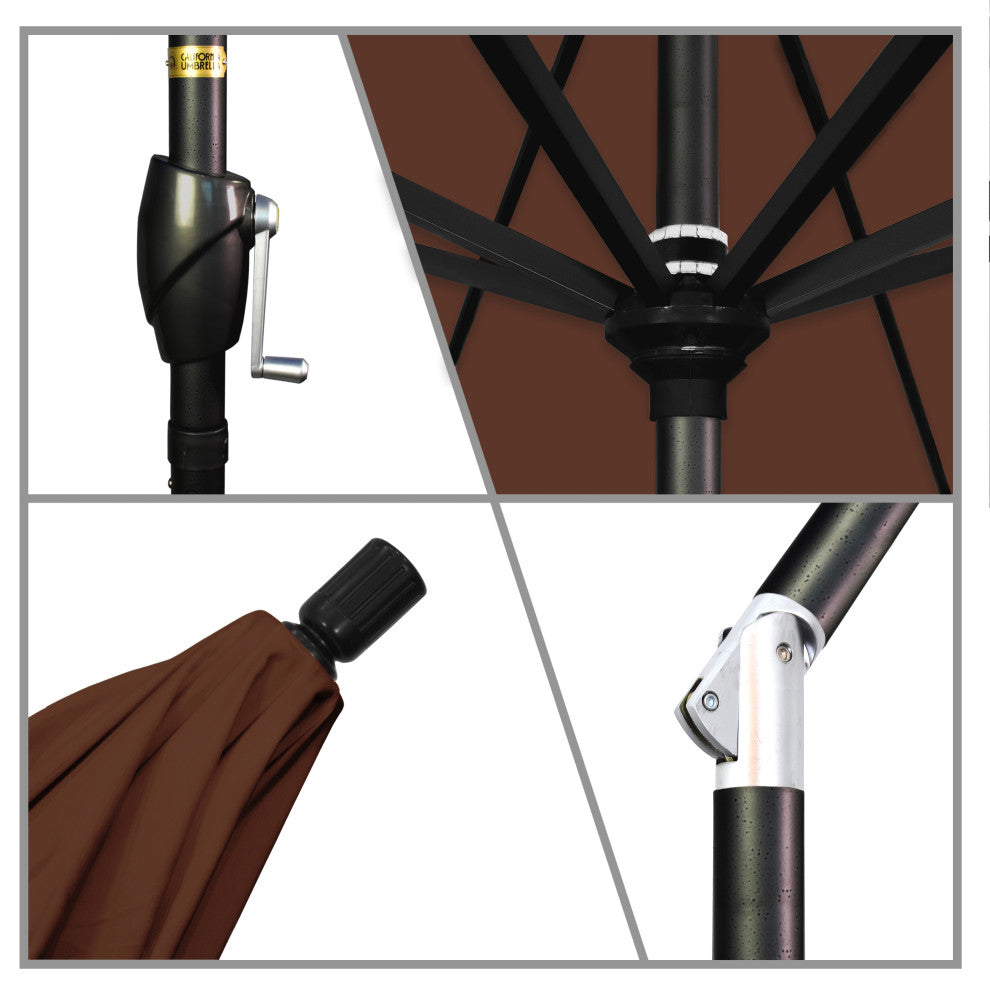 9' Aluminum Umbrella Push Tilt, Bay Brown