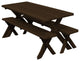 Cedar Cross-Leg Table with 2 Benches, Walnut Stain, 8 Foot