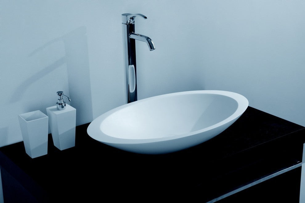 ADM Elipsed Countertop Sink, White, 24", Matte White