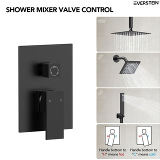 Dual Heads 3-Functions Shower System with Pressure Balancing Rough-In Valve, Matte Black