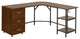 Techni Mobili L-Shape Home Office Two Tone Desk with Storage, Walnut