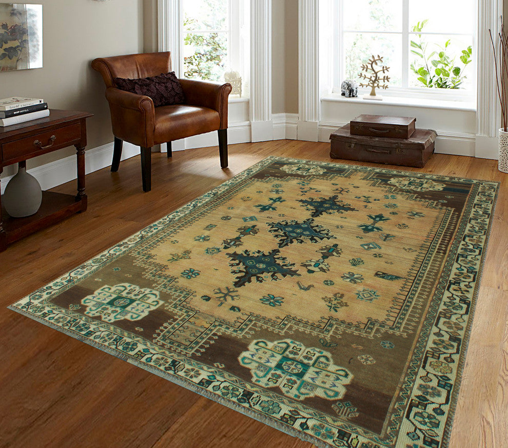 Fine Vintage Distressed Juliann Lt. Gold Rug
