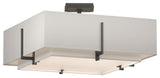 Exos Square Double Shade Semi-Flush, Natural Anna/Flax, Natural Iron
