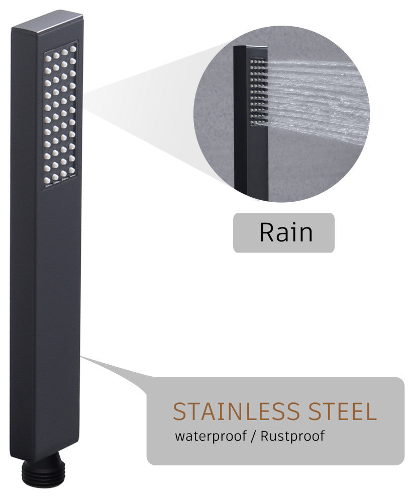 CASAINC 12" Wall Mounted 3 Way Thermostatic Luxury Shower System Set, Matte Black