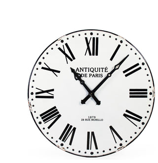 Corvin Wall Clock, Distressed White With Black Numbers