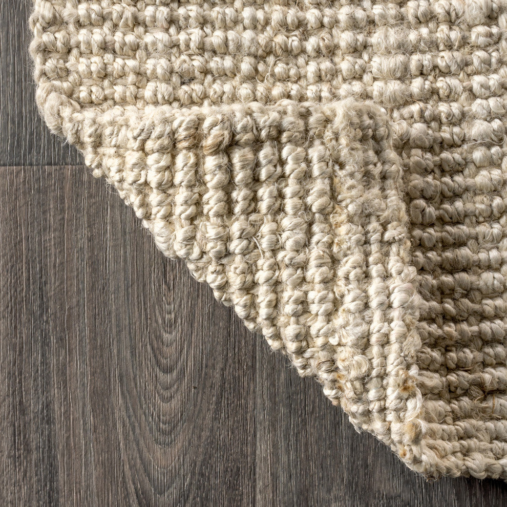Pata Hand Woven Area Rug, Light Ivory, 5 X 8