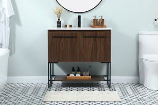 Sue 36" Single Bathroom Vanity, Walnut