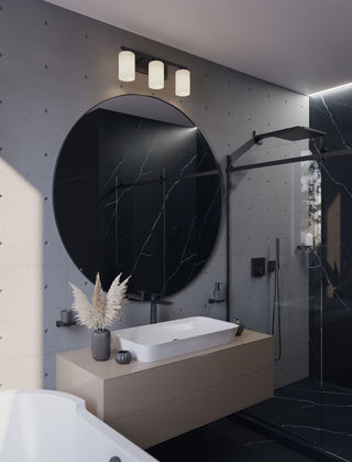 Leo 22" Vanity, Clear Glass Shade, Black Finish