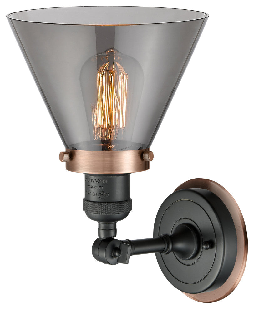 INNOVATIONS LIGHTING 203BK-BPAC-HRAC-G43 Large Cone 1 Light Mixed Metals Sconce