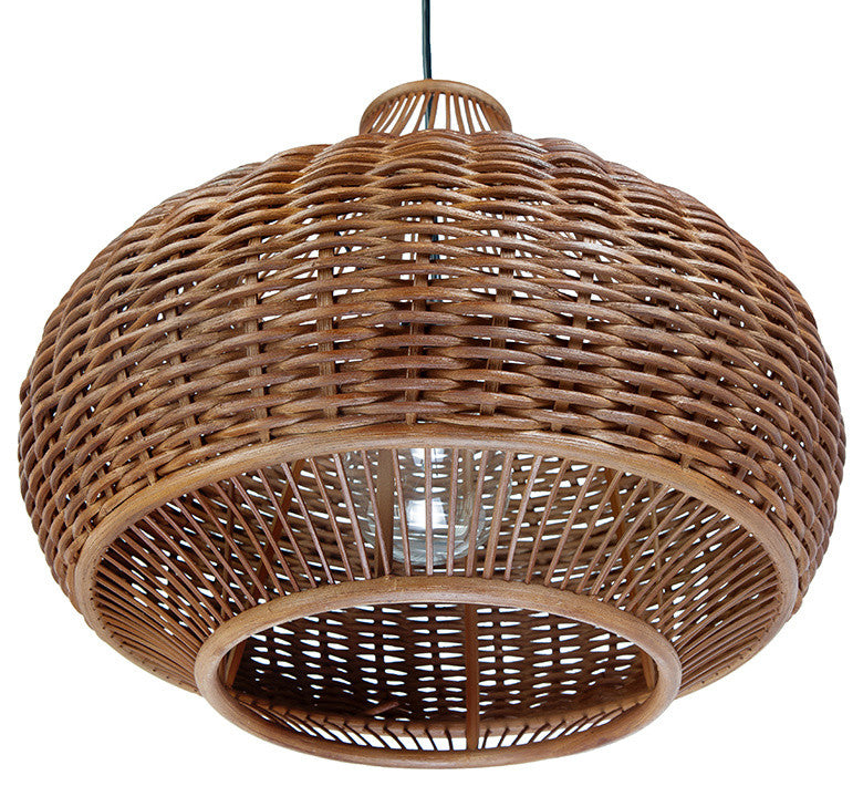 Handoven Wicker Pear Pendant Lamp, Natural, Brown