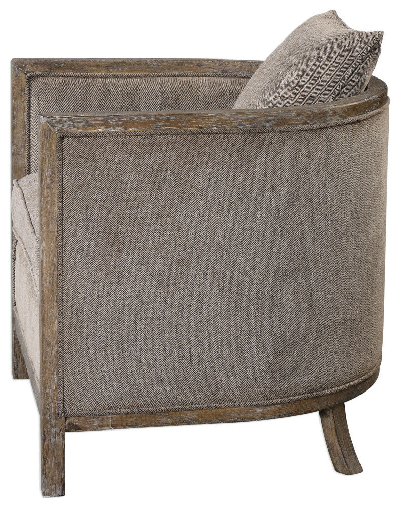 Uttermost Viaggio Contemporary Wood and Fabric Accent Chair in Gray