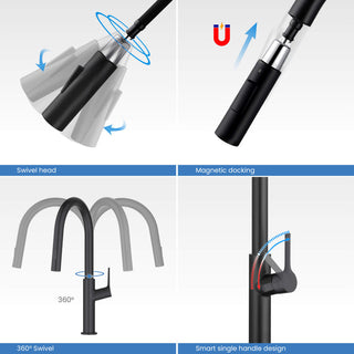 Fusion-T Single Handle Pull Down Kitchen Sink Faucet, Matte Black