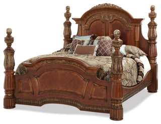 Villa Valencia Cal. King Low Poster Bed, Classic Chestnut