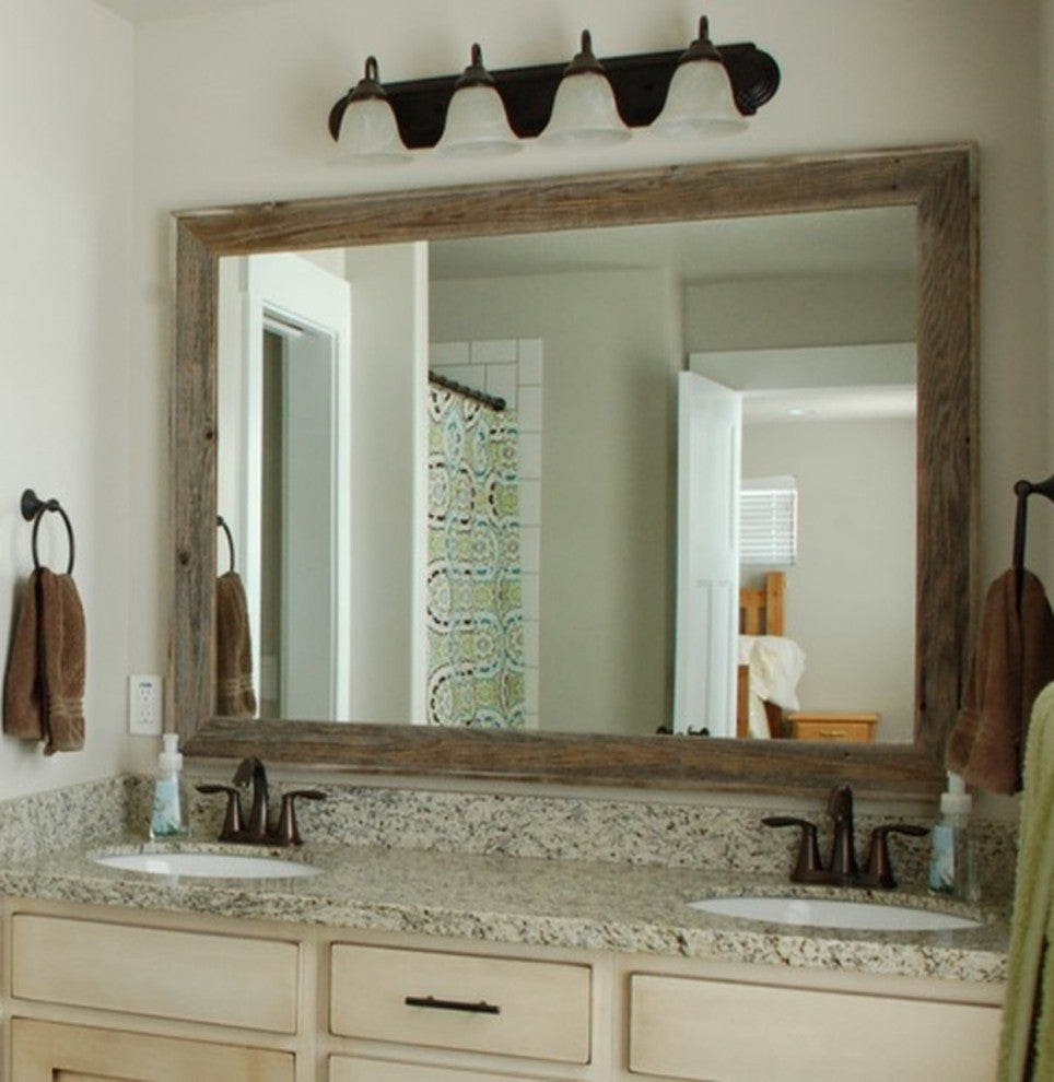 Rustic Mirror, Lighthouse Style Barnwood With Raised Edge, 36"x48"