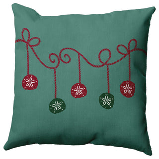 Mint Colored Sanddollar Ornaments Christmas Polyester Throw Pillow, 20"x20"