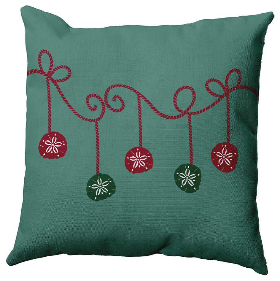 Mint Colored Sanddollar Ornaments Christmas Polyester Throw Pillow, 20"x20"