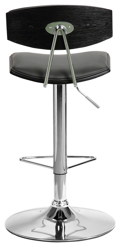 Gray Faux Leather Adjustable Chrome Base Swivel Bar Stool