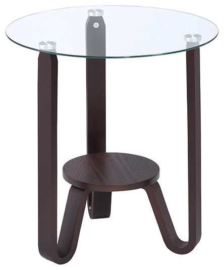 HomeRoots 20" X 20" X 22" Dark Walnut Clear Glass Wood End Table