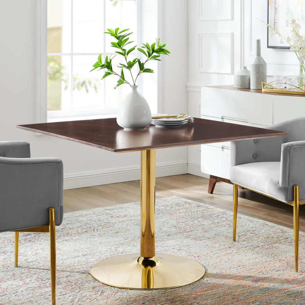 Verne 40" Square Dining Table Gold Cherry Walnut