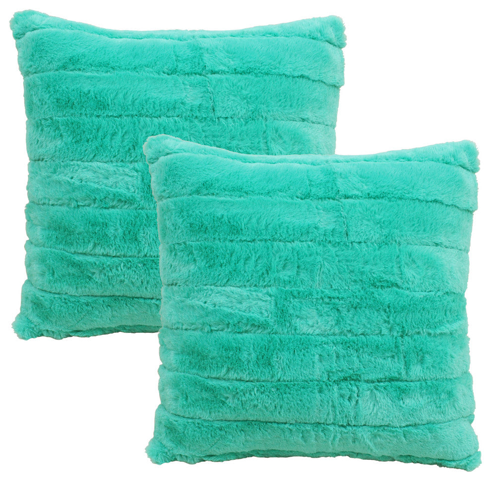 Rabbit Faux Fur Throw Blanket With 2 Pillows, Arcadia