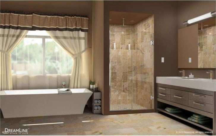 DreamLine Unidoor Plus 57.5" to 58"x72" Hinged Shower Door, Brushed Nickel