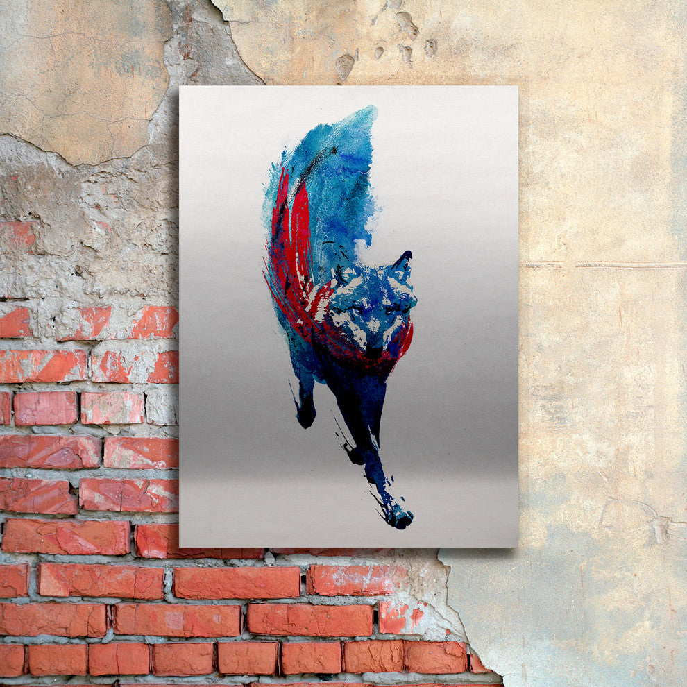Robert Farkas ''Lupus Lupus'' Floating Brushed Aluminum Art, 22x16
