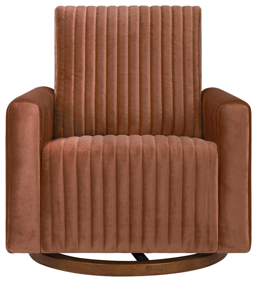 Poe Channeled Swivel Glider, Water Repellent and Stain Resistant, Rust Velvet