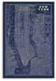 36" x 24" Indigo and White Aerial New York Map Canvas Wall Art