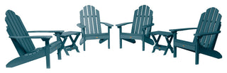 4 Classic Westport Adirondack Chairs, 2 Folding Side Tables, Nantucket Blue