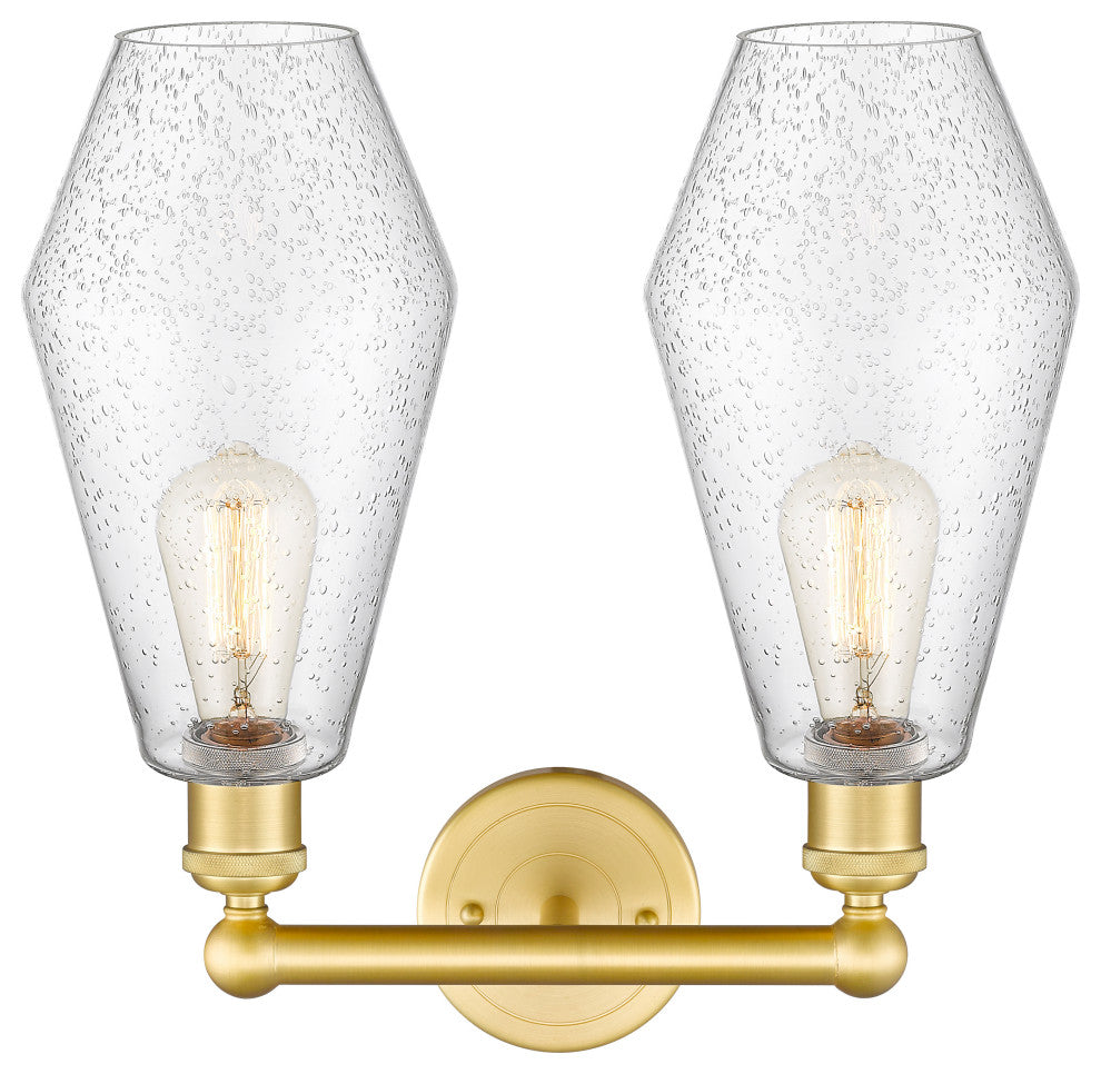 Cindyrella 2-Light 16" Bath Vanity Light, Satin Gold, Seedy Shade