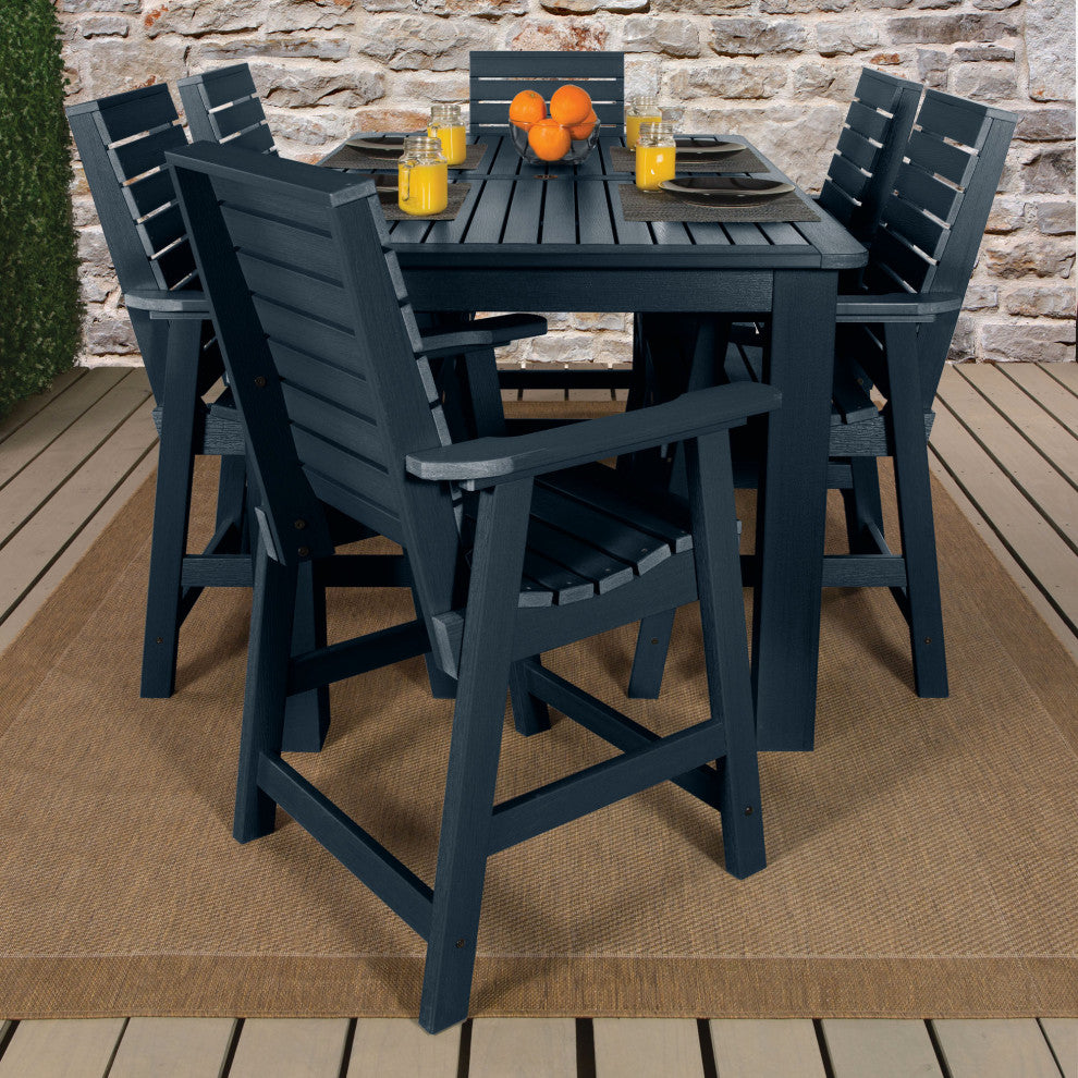 Weatherly 7-Piece Rectangle Counter-Height Dining Set, Federal Blue