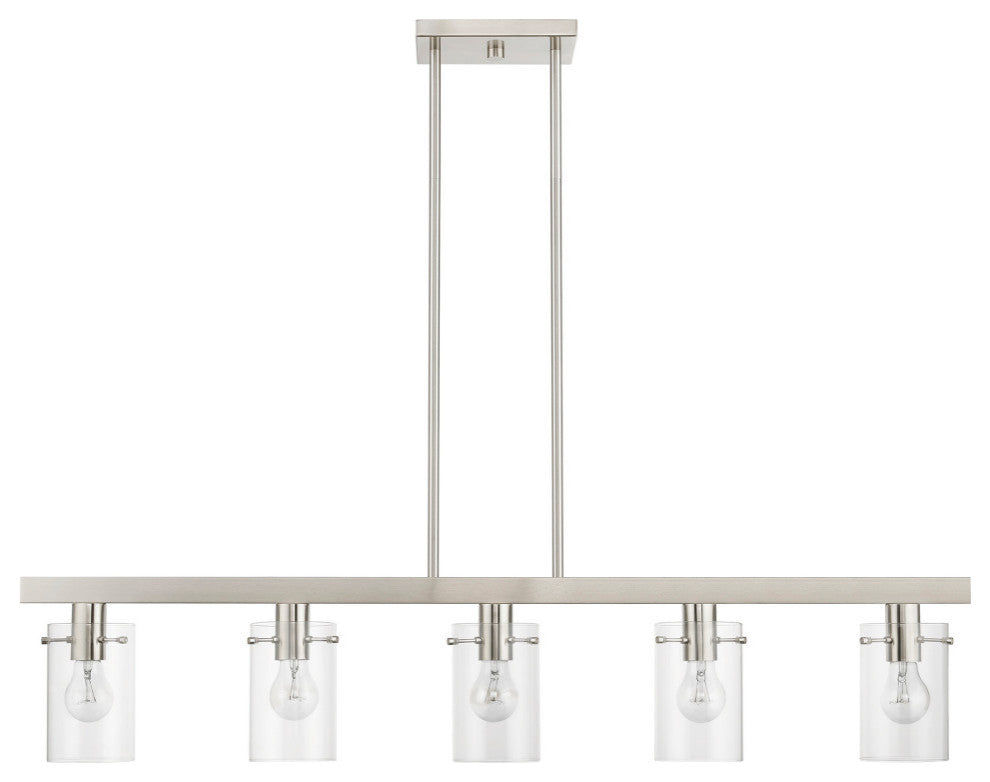 Munich 5 Light Brushed Nickel Linear Chandelier