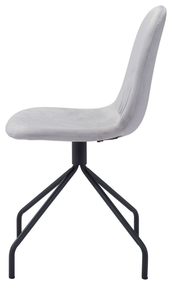 Dining Chair, Set of 2, Steel Metal, Fabric, Gray, Black, Cafe Bistro