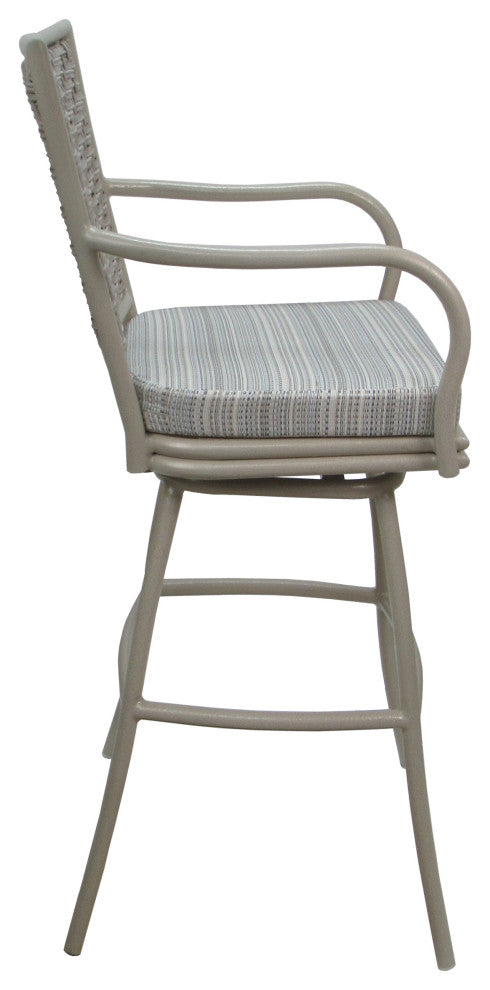 Outdoor Patio Bar Stool Elon With Arms, Natural Fun Beige, 34"