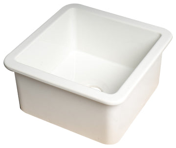 ALFI brand ABF1818S-W White Square 18" x 18" Undermount Fireclay Prep Sink