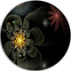 Yellow Small Fractal Flower In Black, Floral Disc Metal Wall Art, 11"