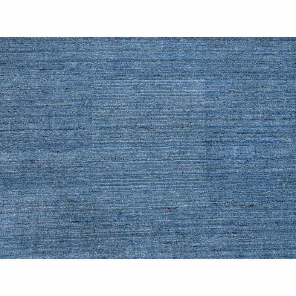 Denim Blue, Modern Design, Soft and Plush Wool Hand Loomed, Rug, 9'0"x11'10"